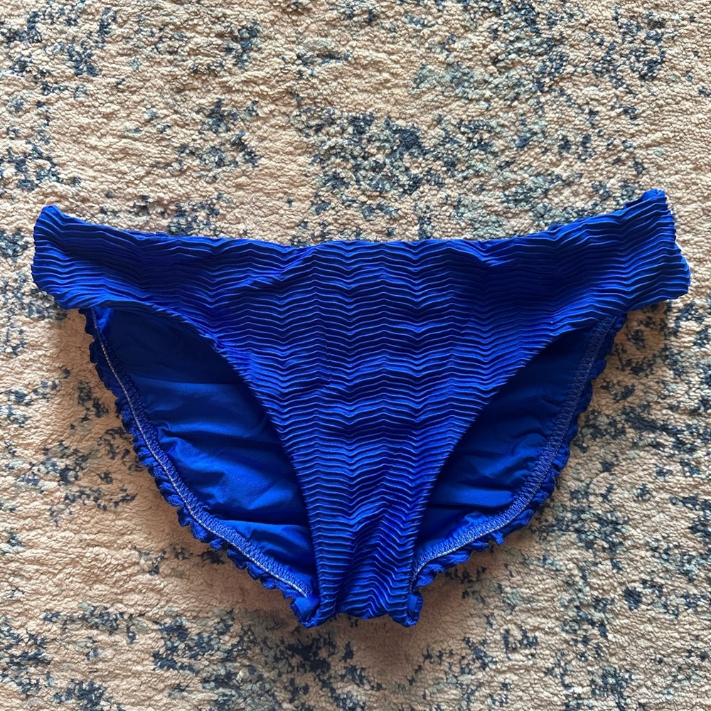 Luli Fama Royal Blue Textured Bikini Bottom Large